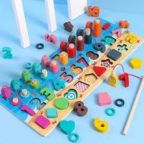 Quebra-cabeças magnéticos de madeira para crianças, alfabeto de 5 em 1 cor