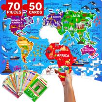 Quebra-cabeças QUOKKA, 70 peças, mapa do mundo, crianças de 4 a 6 anos e 4 anos Quebra-cabeças QUOKKA, 70 peças, mapa do mundo, crianças de 4 a 6 anos e 4 anos