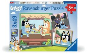 Quebra-cabeças Ravensburger Bluey 3x49 peças para crianças com mais de 5 anos