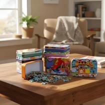 Quebra cabeças Sortidos De Madeira 60 Peças Na Lata Infantil Colorido Personagens