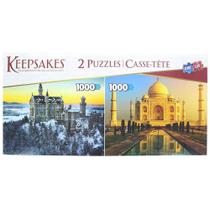 Quebra-cabeças The Canadian Group 1000 Pieces Neuschwanstein Castle/Taj Mahal Quebra-cabeças The Canadian Group 1000 Pieces Neuschwanstein Castle/Taj Mahal