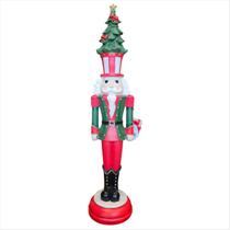 Quebra Nozes Chapéu de Árvore Vermelho Verde Resina 60CM