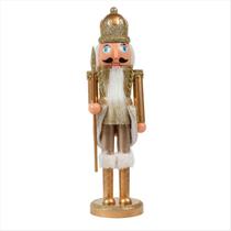 Quebra Nozes Soldado Enfeite Natalino Dourado 28CM