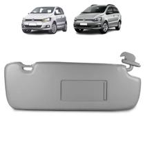 Quebra Sol Cinza Canelado com Espelho + Iluminação Volkswagen Fox Spacefox 2003 a 2017 Lado Direito Newtec Nt2902cvw