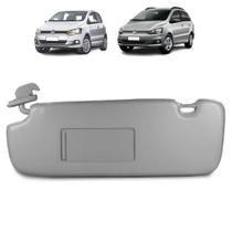 Quebra Sol Cinza Canelado com Espelho + Iluminação Volkswagen Fox/spacefox 2003 a 2017 Lado Esquerdo Newtec Nt2903cvw