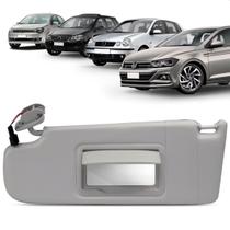 Quebra Sol Cinza com Espelho Bolsa e Iluminação Volkswagen Polo 2003 a 2020 Lado Direito Newtec Nt3200cvw