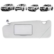 Quebra Sol Cinza com Espelho Renault Logan Sandero Duster Oroch 2007 a 2022 Lado Esquerdo Newtec Nt2801rn