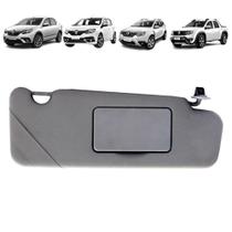 Quebra Sol Cinza Escuro com Espelho Renault Logan Sandero Duster Oroch 2007 a 2022 Lado Direito