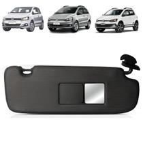 Quebra Sol Preto Canelado com Espelho + Iluminação Volkswagen Fox Spacefox Crossfox 2003 a 2017 Lado Direito Newtec Nt2904cvw