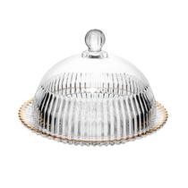 Queijeira 20 cm de cristal com tampa e fio de ouro Imperatriz Wolff -20856