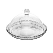Queijeira 20 cm de cristal transparente com tampa Pearl Wolff 28268