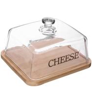 Queijeira 20,5x18,5x12cm Com Base Em Bambu Basic Vidro