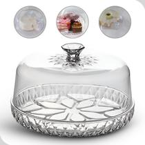 Queijeira Acrilico transparente Para Queijo Trabalhada Puxador na Tampa