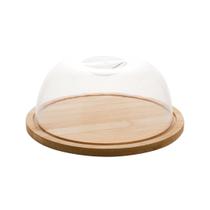 Queijeira Bambu com Tampa Plástica 18cm Prática para Geladeira