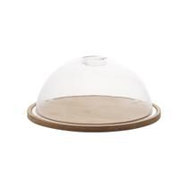 Queijeira Base Bambu e Tampa De Plástico 23,5cm Porta Queijo
