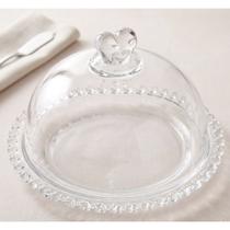 Queijeira Boleira Com Tampa de Vidro Detalhes Coração 19,5cm Lyor C02 Queijeira Boleira Com Tampa de Vidro Detalhes Coração 19,5cm Lyor C02