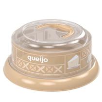 Queijeira com alça e rosca decorada bege Plasutil ref.3394