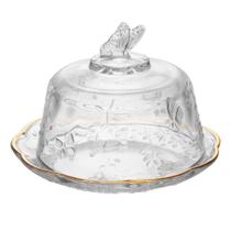 Queijeira com Tampa New Butterfly e Fio de Ouro Lyor Cristal Queijeira com Tampa New Butterfly e Fio de Ouro Lyor Cristal