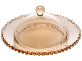 Queijeira Cristal De Chumbo Pearl Ambar 20X9Cm - Wolff Queijeira Cristal De Chumbo Pearl Ambar 20X9Cm - Wolff
