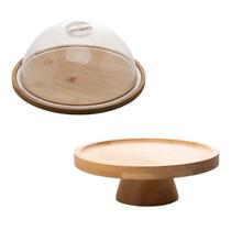 Queijeira De Bambu 23cm Prato Para Bolo 20cm Café Da Manhã Queijeira De Bambu 23cm Prato Para Bolo 20cm Café Da Manhã