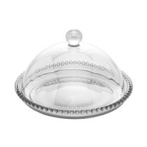Queijeira de Cristal com Tampa Pearl Bolinha Transparente 20cm Wolff