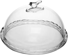 Queijeira De Cristal Com Tampa Transparente Vidro Bolo 20cm