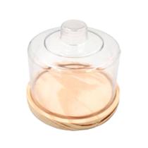 Queijeira de Madeira Natural Pequena 14cm com Tampa de Acrílico R PQ, Cozinha, Mesa Posta