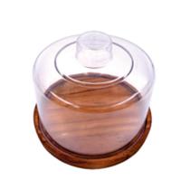 Queijeira de Madeira Rústica Pequena 14cm com Tampa de Acrílico R PQ, Cozinha, Mesa Posta