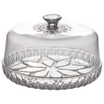 Queijeira de Plástico Com Tampa Cristal Glamour Incolor Plasutil ref.14224