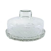 Queijeira de vidro com base decorada transparente 20 cm