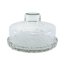 Queijeira de vidro decorado 20 cm com base plana