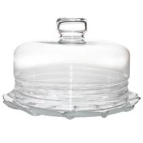 Queijeira de vidro Incolor com Borda e Tampa 20x14cm