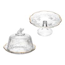 Queijeira e Prato Com Pé 27cm Luxuoso Mesa Posta Decorada Queijeira e Prato Com Pé 27cm Luxuoso Mesa Posta Decorada