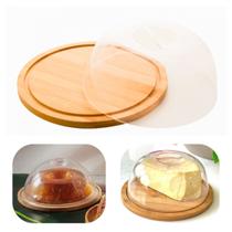 Queijeira em Bambu Tampa em Acrílico e Porta Mini Bolo Mesa Posta Elegante Premium Queijeira em Bambu Tampa em Acrílico e Porta Mini Bolo Mesa Posta Elegante Premium