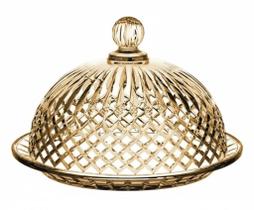 Queijeira em vidro ambar com tampa berlin 20cm mek