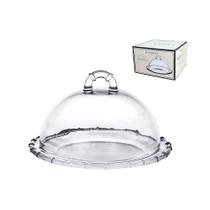 Queijeira em vidro porta queijo bamboo 20cm hauskraft