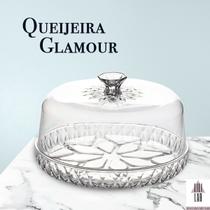 Queijeira Glamour Porta Queijo Linha Cristal com Tampa