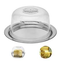 Queijeira Inox Porta Queijo Bandeja Inox Tampa Acrílico