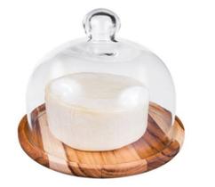 Queijeira Luna Madeira Maciça Teca ARZ- 19 x 15,5 cm