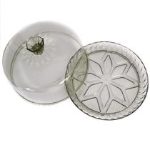 Queijeira Porta Queijo Cristal Glamour Verde Com Tampa 18cm