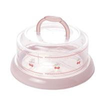 Queijeira Porta Queijo Tampa Rosca Alça Plástico Cerejas Rosa Plástico Redonda