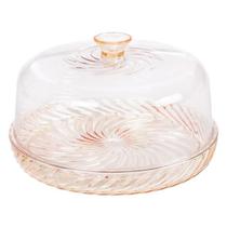 Queijeira Porta Queijo Twist Acrílico Bege Com Tampa 18cm