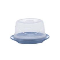 Queijeira redonda com tampa transparente. Venda de cores sortidas. Matéria prima: plástico.