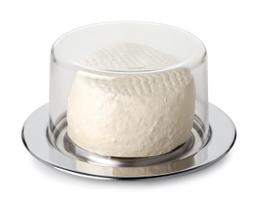 Queijeira Redonda Prato Para Queijo Inox Tampa Acrílico 17CM