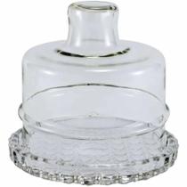 Queijeira Vidro Base Decorada Colonial Pequena 14,3Cm