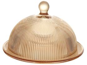 Queijeira Vidro Graffiato Âmbar 20cm QJRA010 - Hauskraft Queijeira Vidro Graffiato Âmbar 20cm QJRA010 - Hauskraft