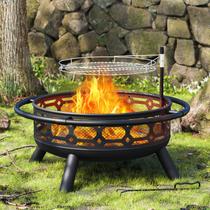 Queima de madeira ao ar livre Fire Pit Florise de 36 polegadas com churrasqueira