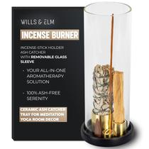 Queimador de incenso Wills and Elm 4 em 1 de cerâmica com coletor de cinzas de vidro