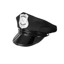 Quepe Policial Preto Acessório Fantasia Adulto