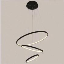 Querolustre Pendente Dcd015084 3 Aneis 48w 3000k Preto